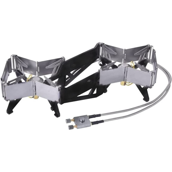 Double Head Windproof Backpacking Stove Portable Outdoor Camping Furnace Fire Switch Free Adjustable Control Gas Stove