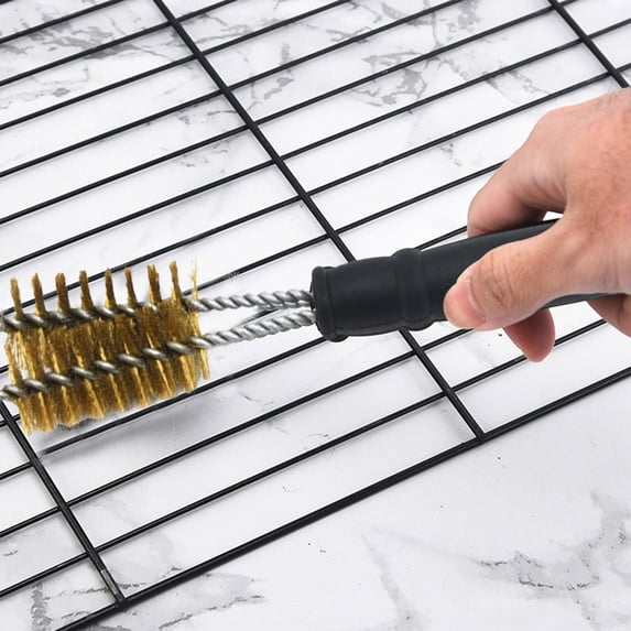 Double Headed Barbecue Brush, Copper Wire Grill Cleaning Brush for Outdoor Oven Mesh, BBQ Scraper Tool