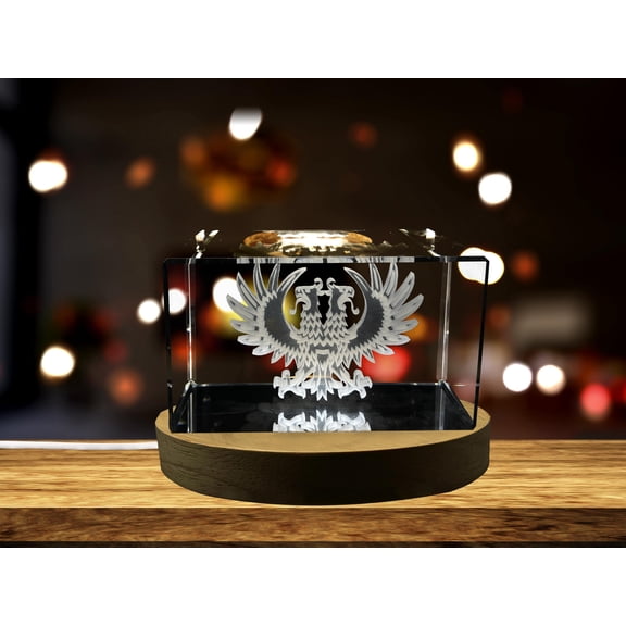 Double-Headed Eagle 3D Engraved Crystal Decor