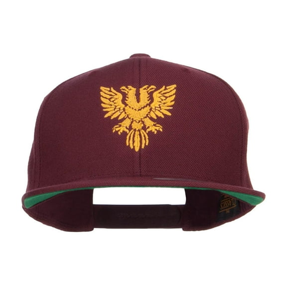 Double Headed Eagle Embroidered Snapback Cap - Maroon OSFM
