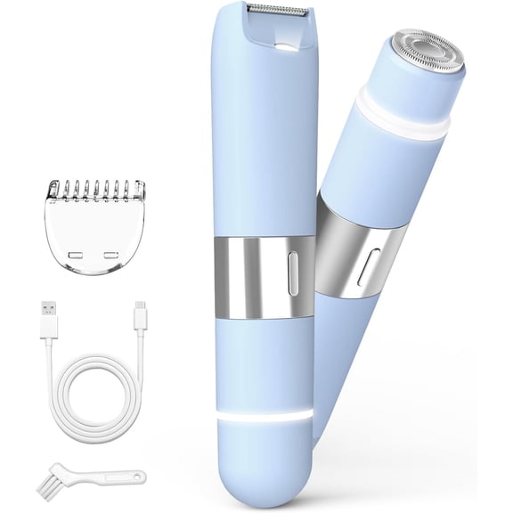 MichPong Dual-head Shaver w/ Bikini Trimmer Facial Electric Razor for Women Wet Dry Use Gift