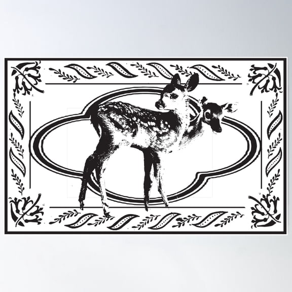 Double Headed Fawn Poster Wall Art, Modern Wall Decor For Living Room Bedroom, 8x12 UNFRAMED