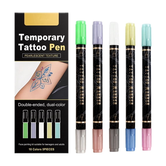 Double Headed Flash Temporary Tattoo Pen With Pearl Texture For Adults 5Ml