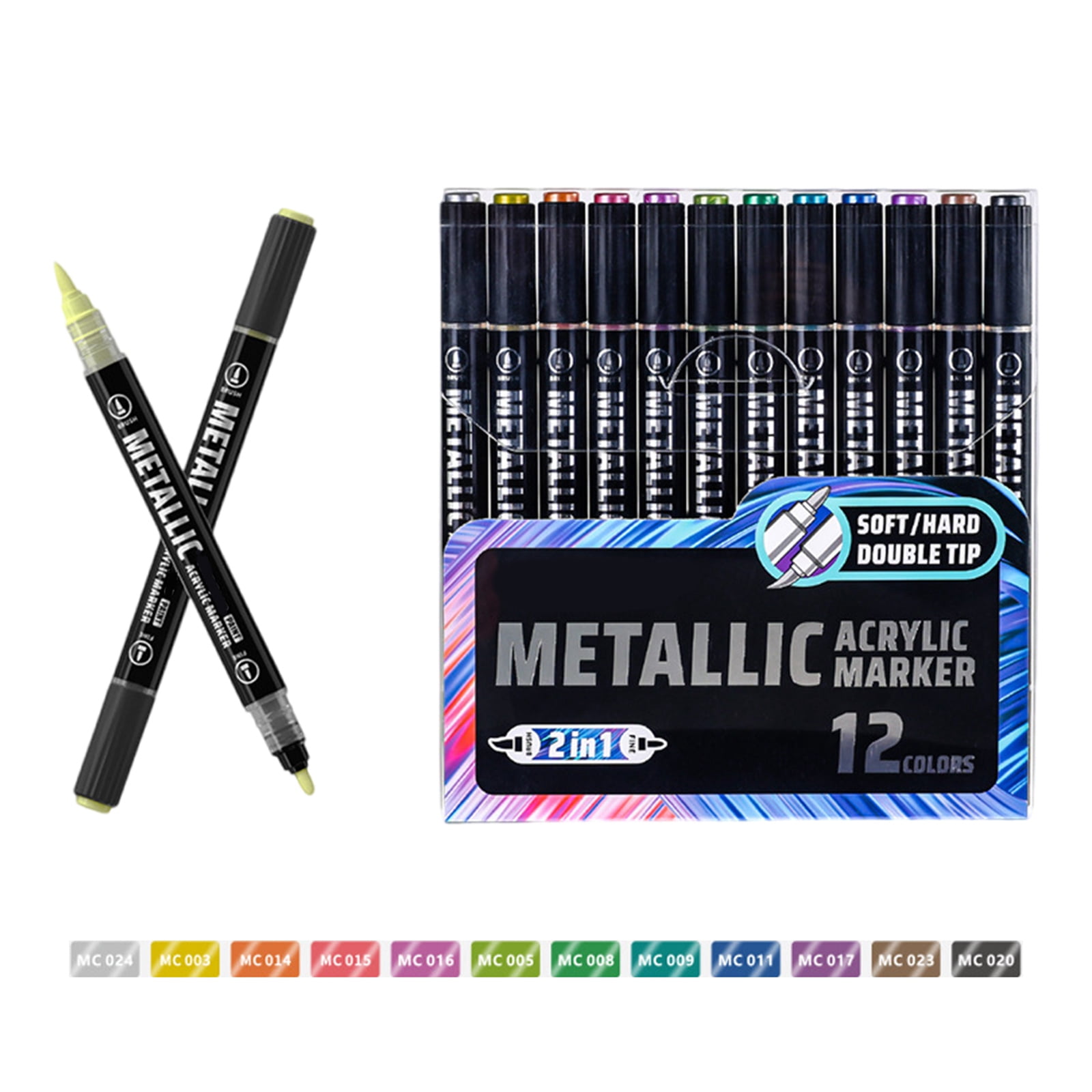 Double Headed Liquid Acrylic Paint Pen Quick Dry Metallic Acrylic Marker for Drawing Scrapbooking Card Making Journaling
