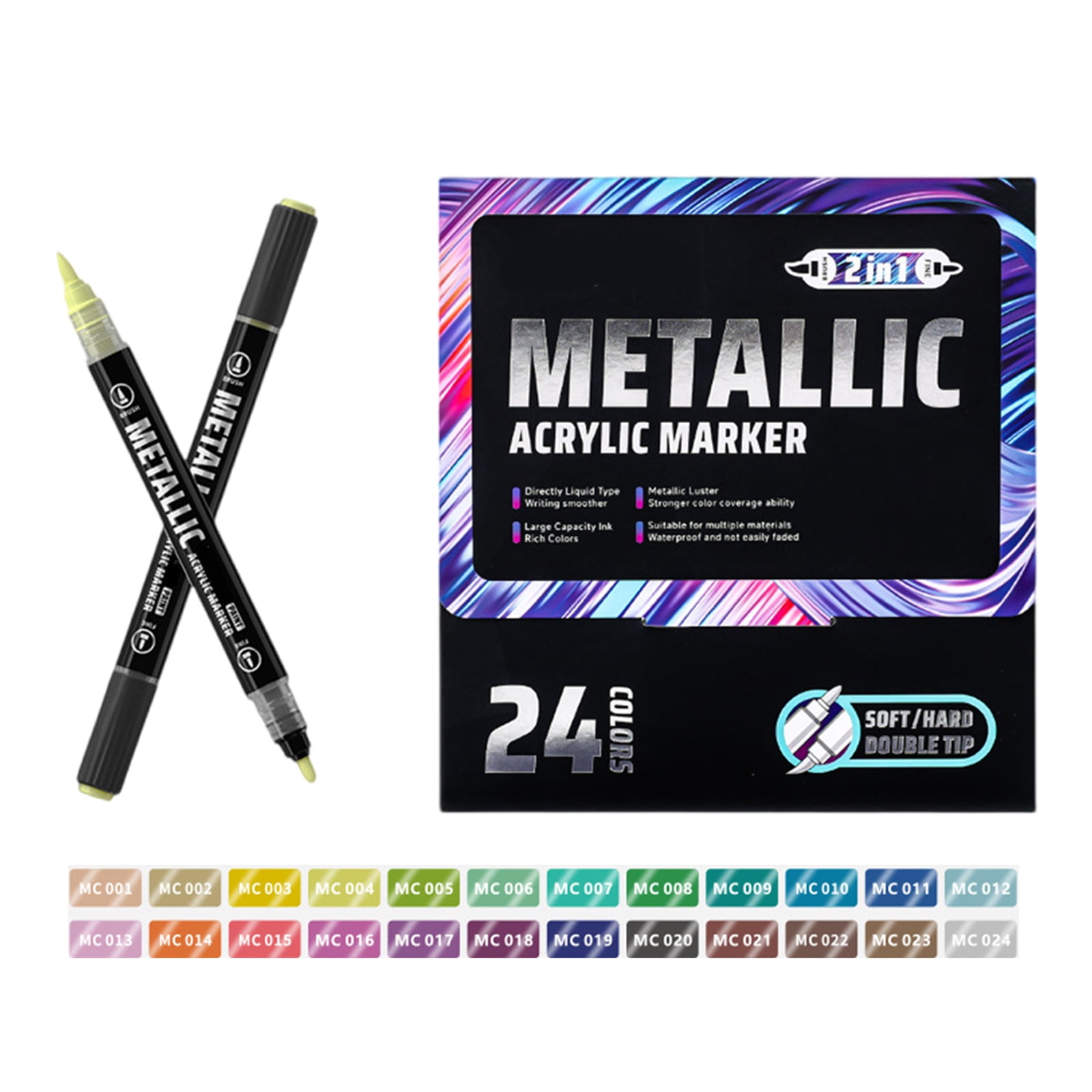 Double Headed Liquid Acrylic Paint Pen Quick Dry Metallic Acrylic Marker for Drawing Scrapbooking Card Making Journaling