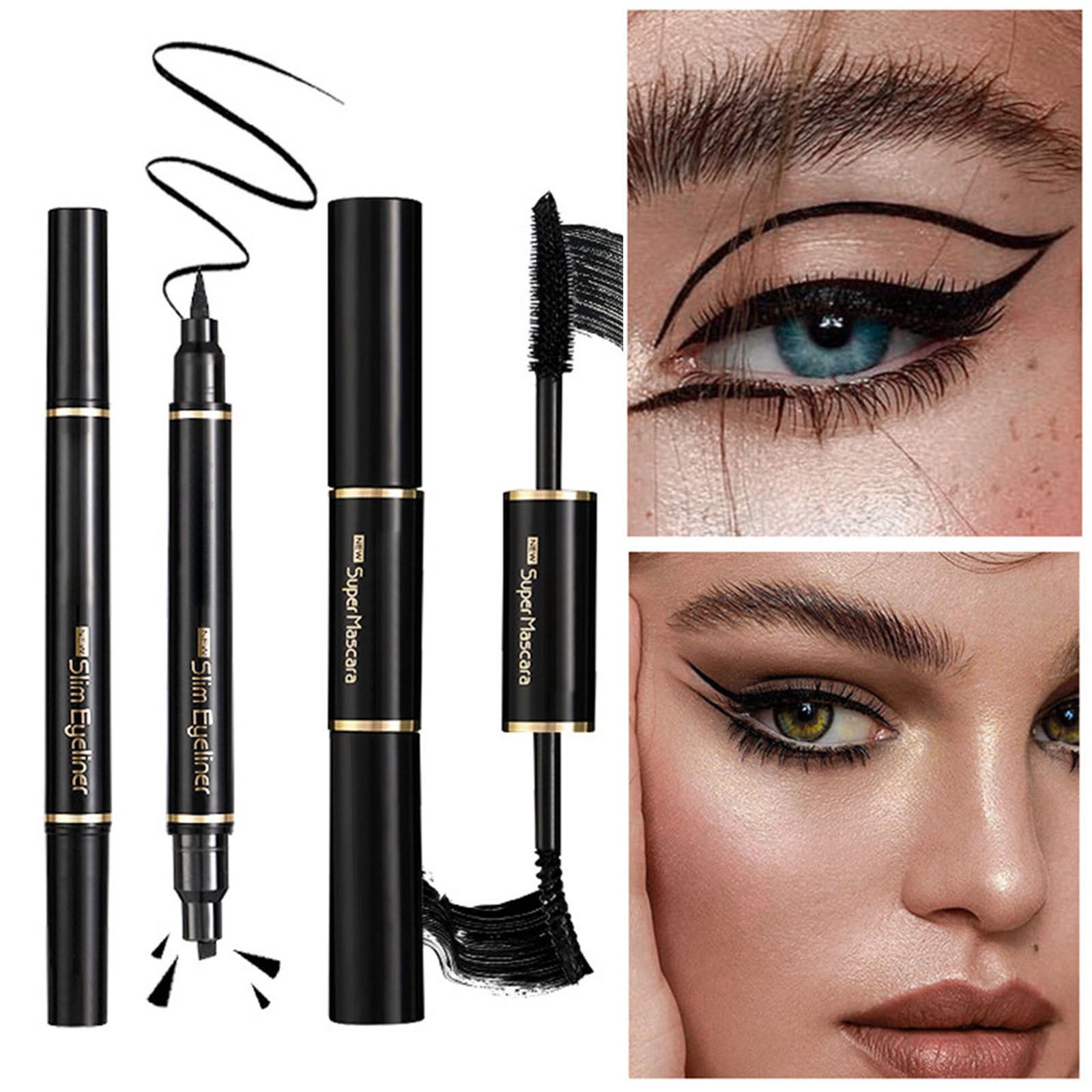 Double Headed Mascara 10g + Seal Eyeliner Liquid Pen 1.6g Combination Suit Thick Curly And Non
