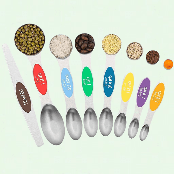 Double-Headed Measuring Spoons Set, Stackable Teaspoon for Dry & Liquid Ingredients - Set of 8 (Multicolor)