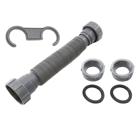 Double-Headed Plastic Sink Drain Pipe Kit with 45mm Inlet Diameter, Telescopic 200-800mm Flexible Hose for Kitchen Sink, Vegetable Basin and Bathroom Basin Installation, Includes Bracke