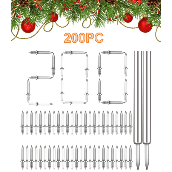 Double-Headed Skirting Nails – Non-Marking Invisible Fasteners with Sleeve Tool, Seamless Installation Hardware for Wood Trim & Baseboards 200PC