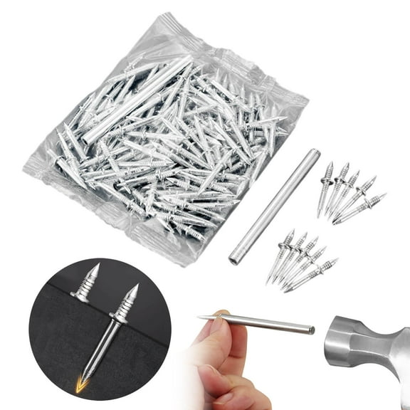 Double Headed Skirting Nails Seamless Non Marking Fasteners For Baseboard Installation And Picture Hanging With Sleeve Tool