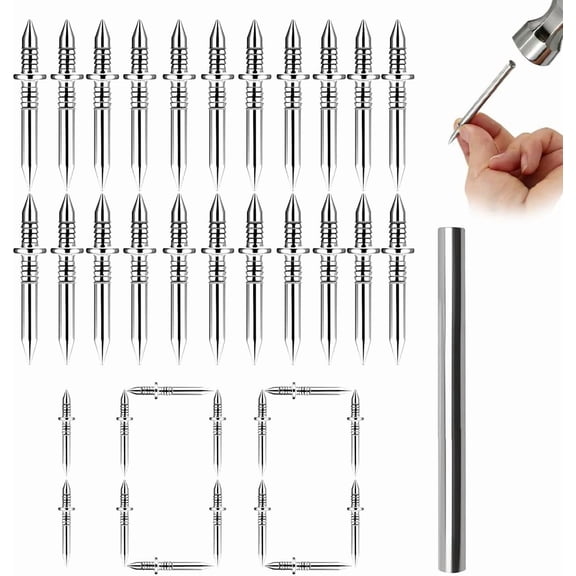 Double-Headed Skirting Thread Seamless Nail Non Marking, Double Headed Nail for Baseboards, Invisible Screw for Trim Installation, Seamless Nails for Decorative Molding Wall (Double-head, 100pcs)