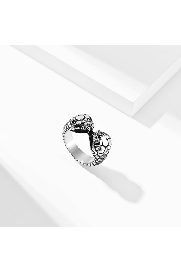 Double Headed Snake Ring Stainless Steel European American Design Fashion Statement Jewelry Accessory Titanium