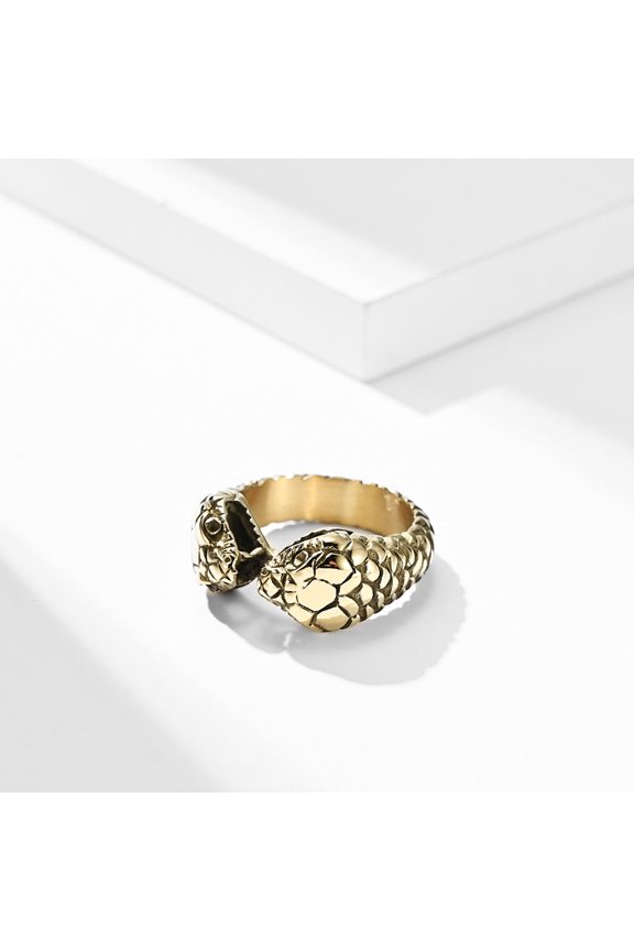 Double Headed Snake Ring Stainless Steel European American Design Fashion Statement Jewelry Accessory Titanium