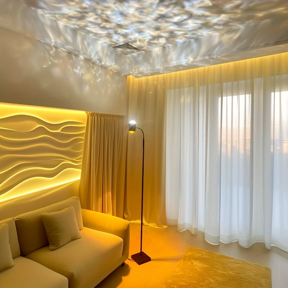 Double-Headed Water Ripple LED Floor Lamp, 360° Adjustable Sunset Projector, Creative Black Atmosphere Lamp, DIY Mode For Home, Bedroom, Living Room