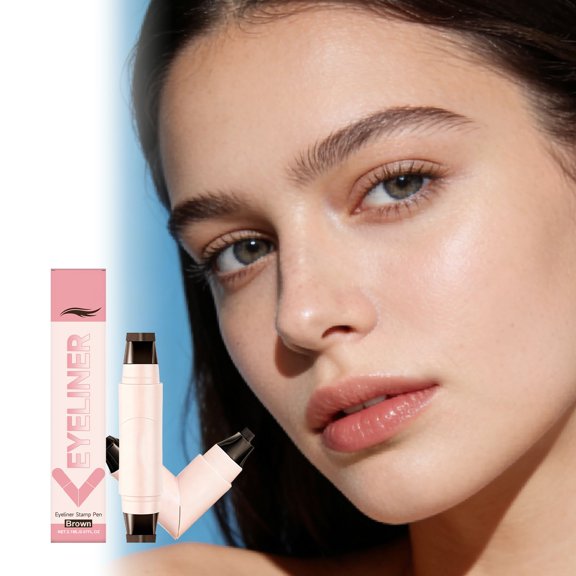 Double Headed Wing Eyeliner Stamp,Foldable Eyeliner Stamp for Perfect Wings,Waterproof Eyeliners Tool,Long-Lasting & Smudge Proof Eyeliners Pen for Makeup Beginners