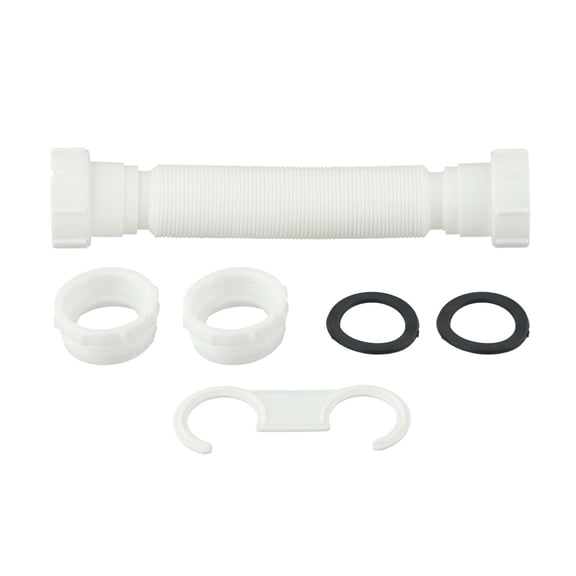 Double-Headed ible Sink Drain Pipe Connector Kit, Telescopic 200-800mm White Plastic Hose with 45mm Inlet Diameter, Easy Install for Kitchen, Bathroom and Utility Basins,