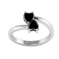 thumbnail image 1 of Double Heart 5 MM Black Spinel Women Valentines Day Gifts Ring 925 Sterling Silver, 1 of 4