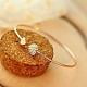 Double Heart Alloy Rhinestone Cuff Bangles for Women Golden