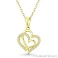 thumbnail image 1 of Double-Heart Cubic Zirconia CZ Crystal Accent Pendant & Chain Necklace in .925 Sterling Silver w/ 14k Yellow Gold, 1 of 1
