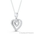thumbnail image 1 of Double-Heart CZ Crystal Pave Pendant & Chain Necklace in .925 Sterling Silver w/ Rhodium, 1 of 1