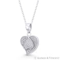 thumbnail image 1 of Double-Heart CZ Crystal Pave Pendant & Chain Necklace in .925 Sterling Silver w/ Rhodium, 1 of 1