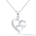 thumbnail image 1 of Double-Heart CZ Crystal Pave Pendant & Chain Necklace in .925 Sterling Silver w/ Rhodium, 1 of 1