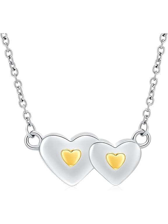 Double Heart Cremation Necklaces Jewelry Hold Two Ashes - Cremation Jewelry Urn Necklace for Ashes Heart Keepsake Pendant Gift for Women Funeral Memorial Urn Gift