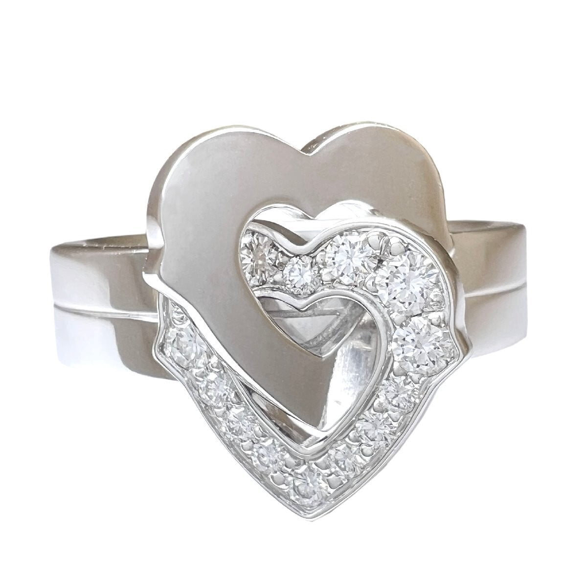 Double Heart Diamond Wedding Ring, Interlock Heart Ring, Promise Ring ...