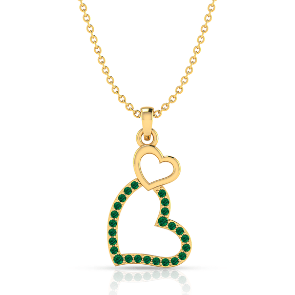 Double Heart Drop Emerald Gold Plated Charm Pendant Gift For Halloween || Ali Baba Jewellery