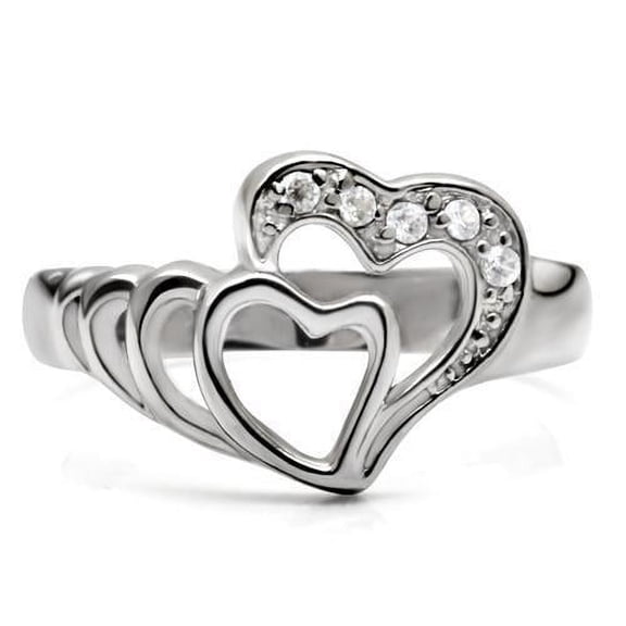 Double Heart Forever Promise Ring 1.6 Ct Diamond 14K White Gold Over