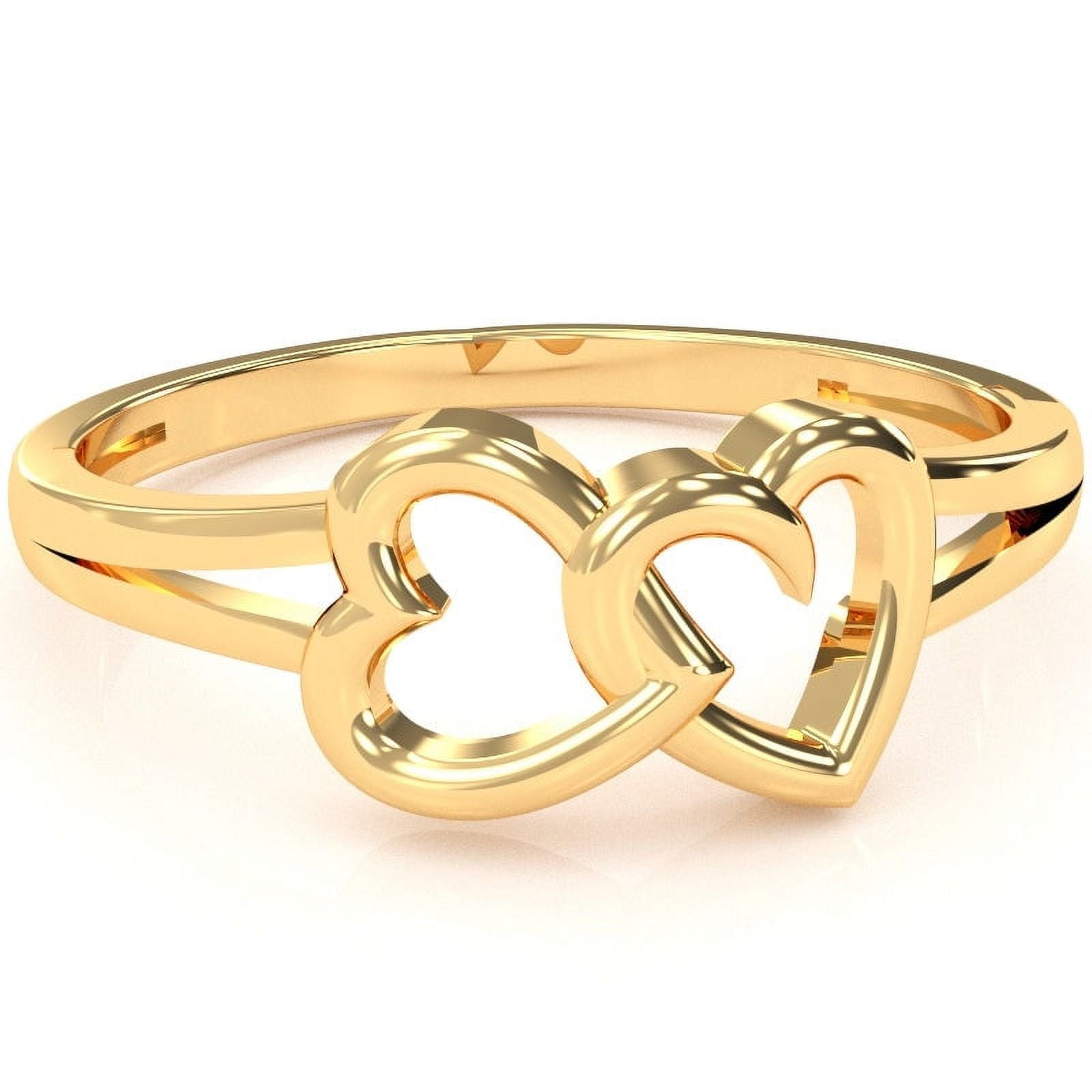 Custom Double Heart Personalised Ring Engraved Letter 18ct Gold Plated -  AMAZINGNECKLACE.COM