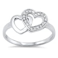 thumbnail image 1 of Double Heart Love White Cubic Zirconia Promise Ring .925 Sterling Silver Band Jewelry Female Size 10, 1 of 4
