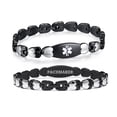 thumbnail image 1 of Double Heart Medical alert Bracelet for Women 7 1/2 inches Black Stainless steel Medical alert bracelets for pacemaker, 1 of 7