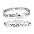 thumbnail image 1 of Double Heart Medical alert Bracelet for Women 7 1/2 inches Stainless steel Medical alert bracelets for asthma, 1 of 7