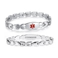 thumbnail image 1 of Double Heart Medical alert Bracelet for Women 7 1/2 inches Stainless steel Medical alert bracelets for coumadin, 1 of 7