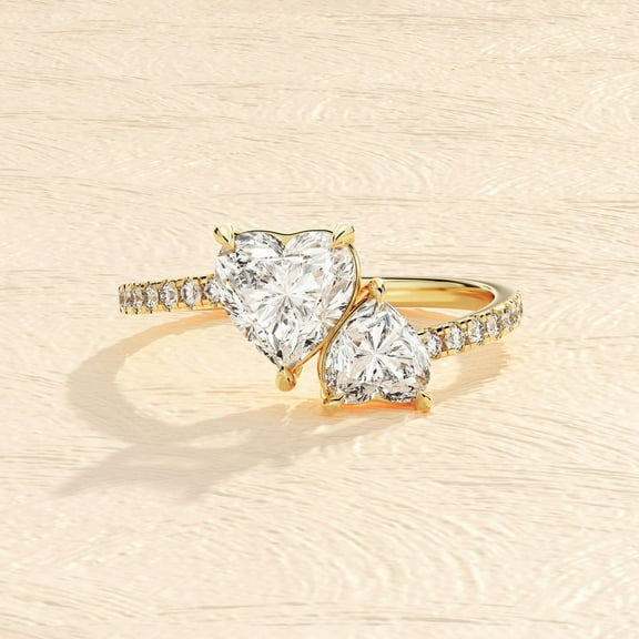 Double Heart Moissanite Promise Ring 14k Gold Minimalist Ring 925 Solid silver Ring Gift for Her