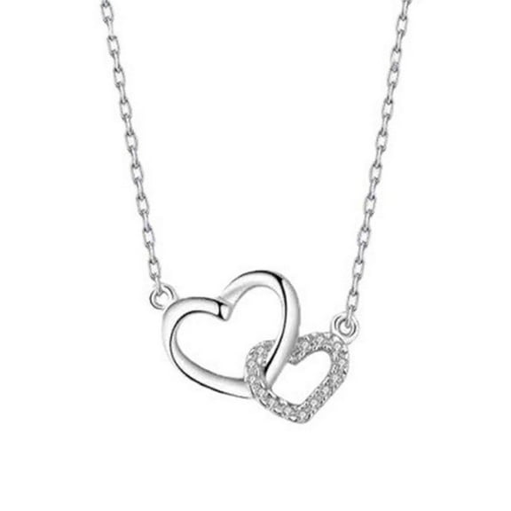 Double Heart Necklace Fashion Pendant Two Twin Love Gifts Hot Y1 R1Z9 L2M6