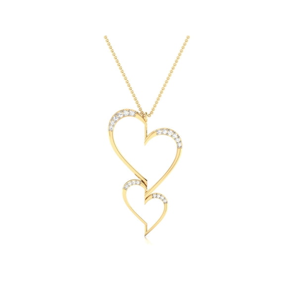 Double Heart Necklace for Women with 14k Yellow Gold Over Silver, Love Heart Pendant with Chain,Heart Pendant,Necklace Valentines Day Gifts