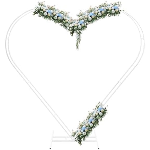 Double Heart Shape Wedding Arch Stand 6.7 FT, Dual Tube Metal Wedding Arch Backdrop DIY Curved Flower Balloon Frame Display Rack with Large Base, for Ceremony, Wedding, Birthday, Party Decor