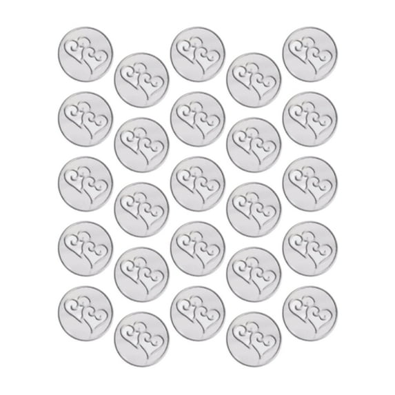 Double Heart Silver Round Stickers With Silver Metallic Hearts and Border - 25 Stickers Per Pack (156593)