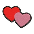 thumbnail image 1 of Double Heart Symbol Applique Multi-Color Embroidered Iron-On Patch - 2.0 Inch Mini, 1 of 5