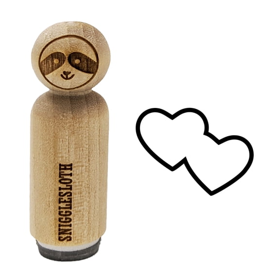 Double Heart Symbol Outline Rubber Stamp for Scrapbooking Crafting Stamping - Small 3/4 Inch