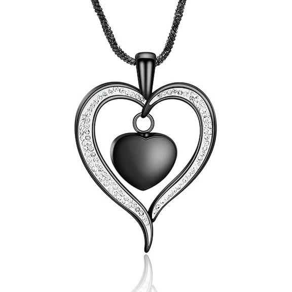 Double Heart Urn Necklace for Ashes Heart Cremation Jewelry for Ashes With Mini Keepsake Memorial Urn Necklace Ashes Holder Stainless Steel Ashes Urn Locket