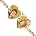thumbnail image 1 of Double Hearts Photo Engrave Bracelet W/ Curb Chain - Sterling Silver - 8 Inch, 1 of 1