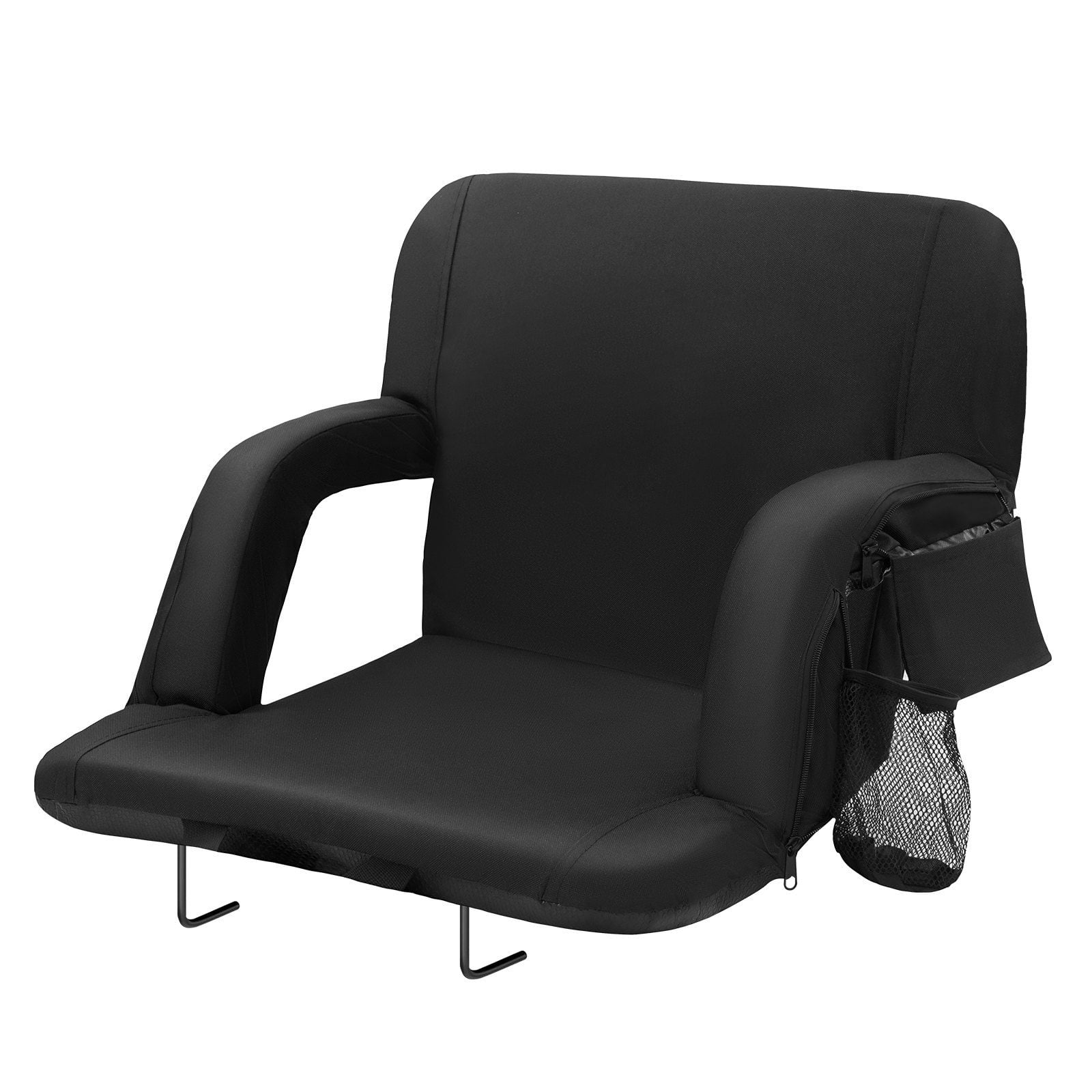 Noir Heated Reclining Portable Floor Chair with Square Arms