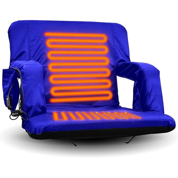 Double Heated Stadium Seats for Bleachers with Back Support and 2 Hooks 3 Level Heating-USB Heated Camping Chair - 4 Pockets-USB Power Bank NOT Included