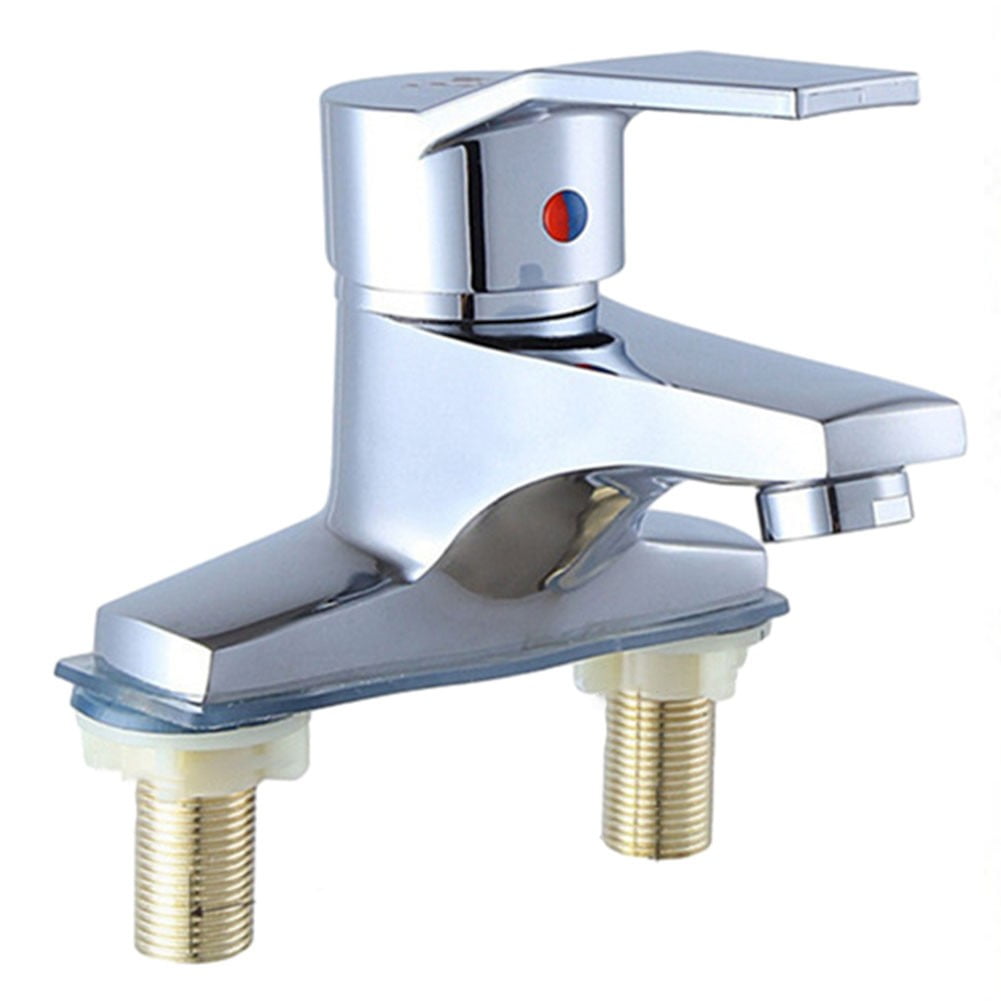 DoubleHole Basin Hot And Cold Water Faucet Bathroom Sink Mixing Valve Switch