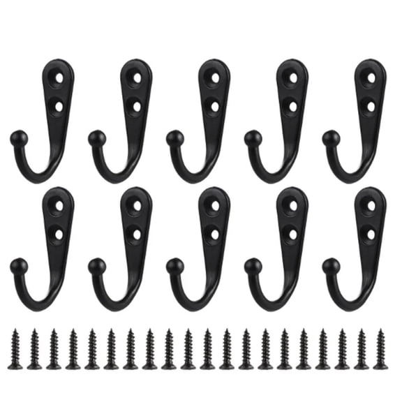 Double Hole Clothes Hook 10Pcs Metal Black ,By Hyrbek