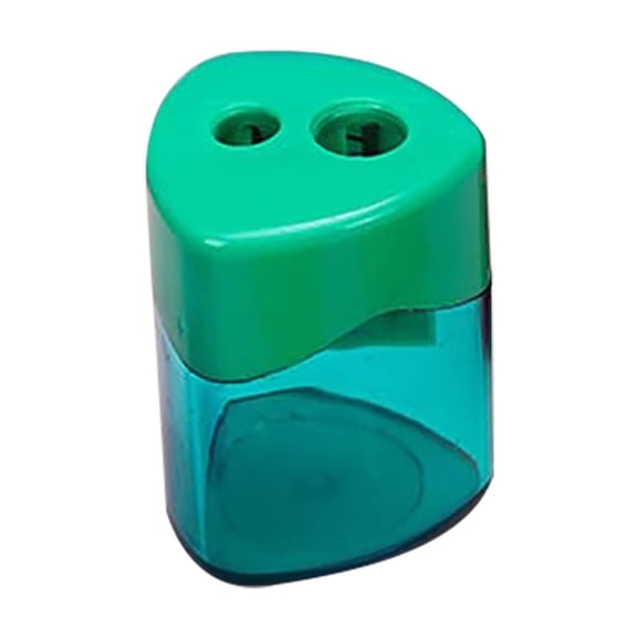 Double-Hole Handheld Pencil Sharpener, Dustproof Design, Portable Manual Pencil Trimmer, for Desktop Arrangement, Office Stationery Use and Art Creation, by Cosmug, Green