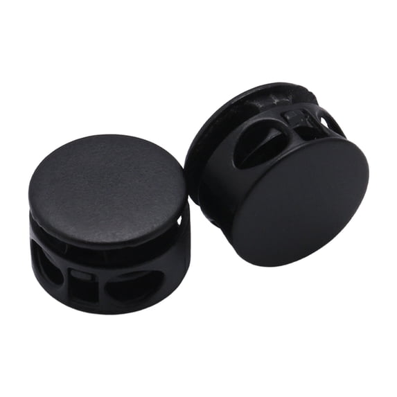 Double Hole Round Metal Drawstring Cord Lock, Spring Loaded Stopper Fastener For Hat Coat Hoodie, Adjustable Slider Toggle For Camping Bag, Black 1x1cm